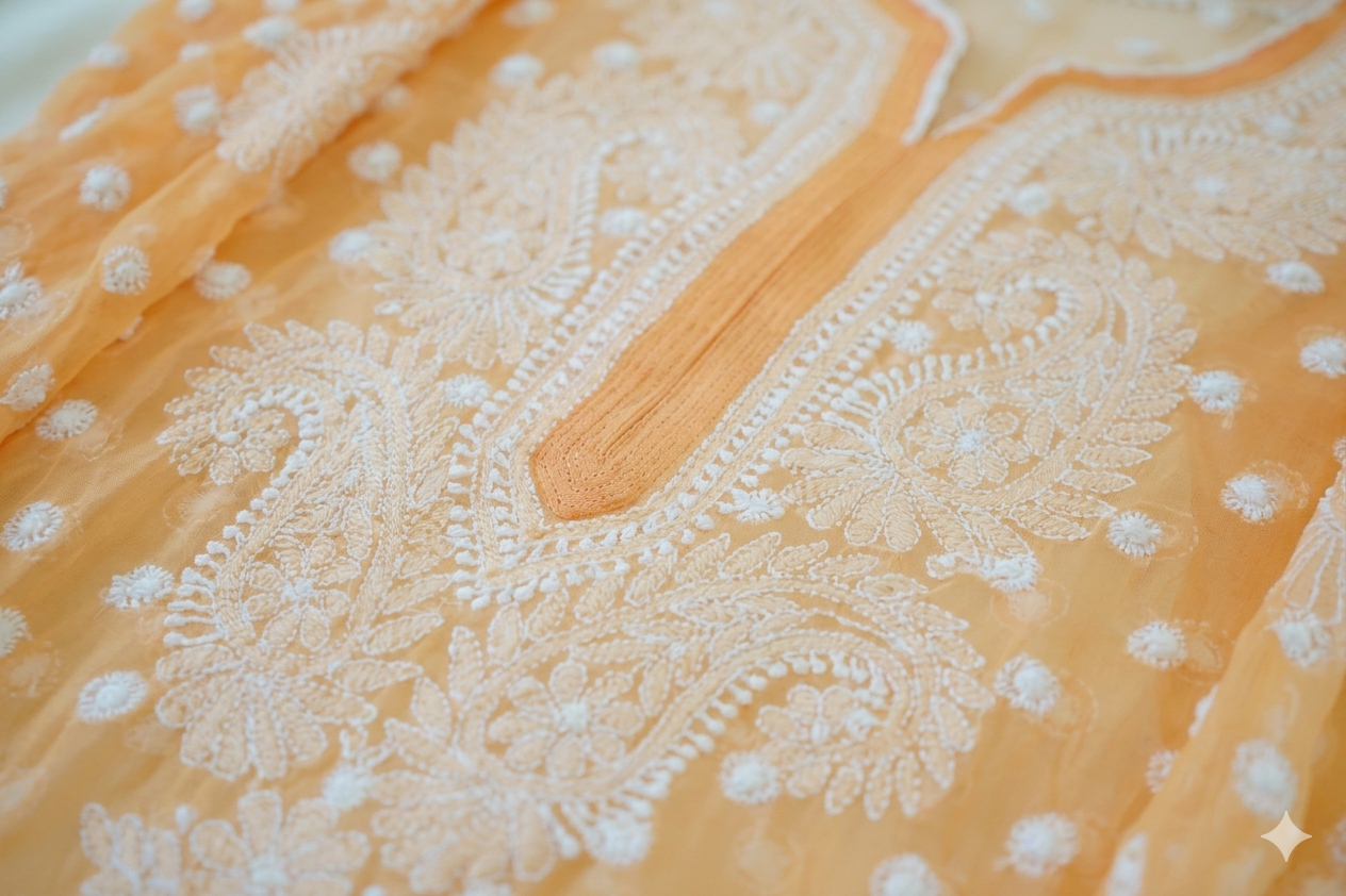 Georgette Chikankari Keel Jaal Stitched Kurti
