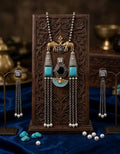 Kashmiri Style Turquoise Tribal Necklace Set in Fine Brass | Heritage Statement Jewellery