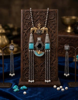 Kashmiri Style Turquoise Tribal Necklace Set in Fine Brass | Heritage Statement Jewellery