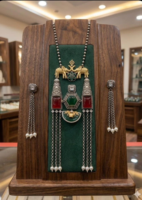 Kashmiri Style Turquoise Tribal Necklace Set in Fine Brass | Heritage Statement Jewellery