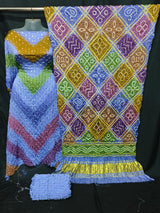 Modal Silk Kutchi Bandhej Unstitched Suit Set