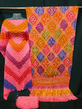 Modal Silk Kutchi Bandhej Unstitched Suit Set