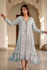 Muslin Designer Chikankari 3D Fine Thread Work Dress