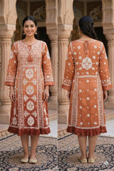Muslin Designer Chikankari 3D Fine Thread Work Dress