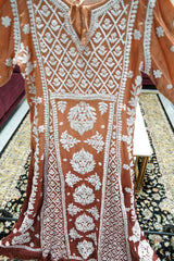 Muslin Designer Chikankari 3D Fine Thread Work Dress