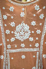Muslin Designer Chikankari 3D Fine Thread Work Dress