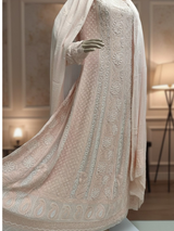 Peach Georgette Anarkali with Kutdana Pearl Chikankari Work & Dupatta