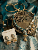 Sabyasachi Style Heritage Brass Necklace Set with Jhumka Earrings | Antique Gold Finish