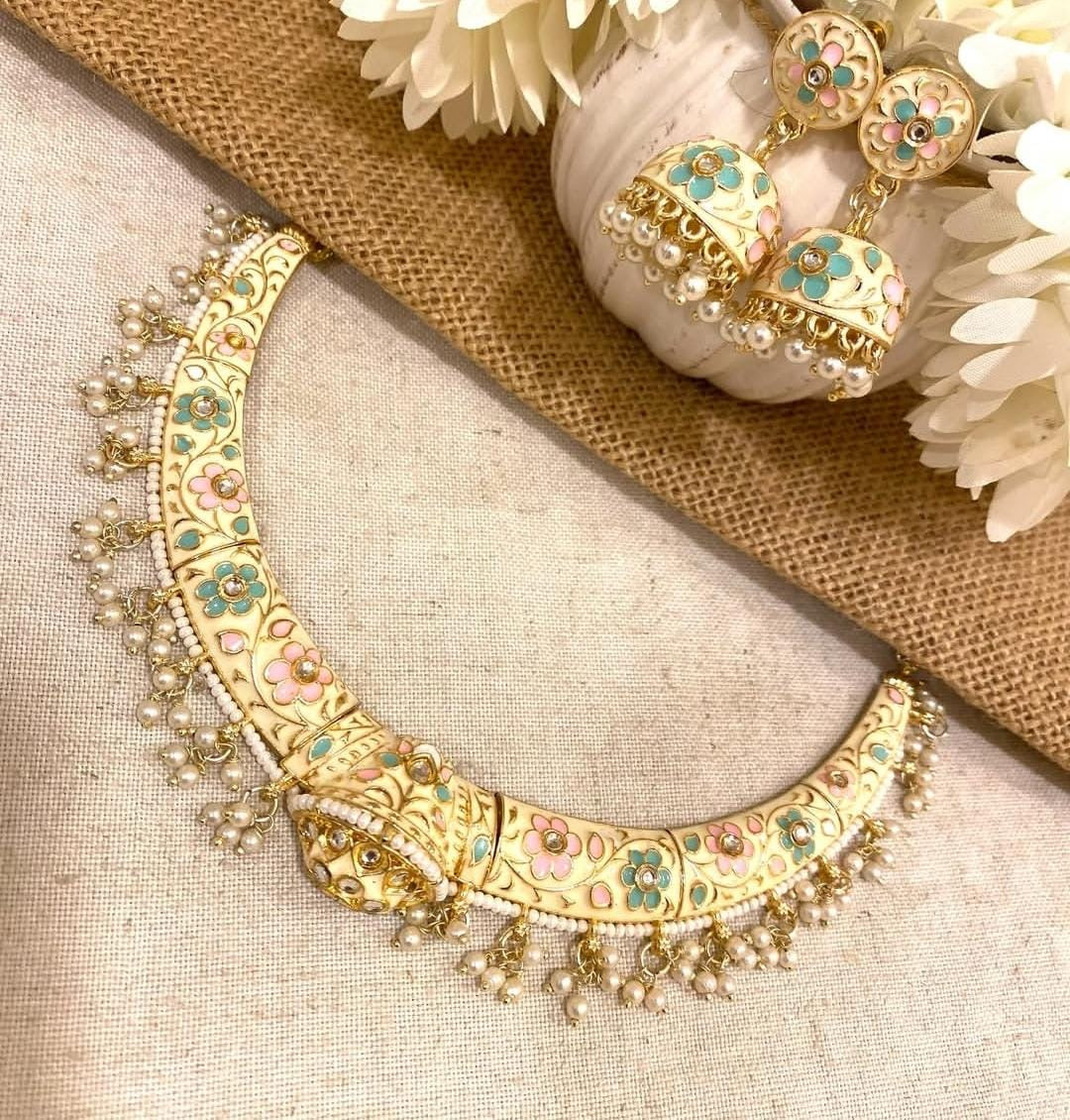 Sabyasachi Style Round Bell (Jhumka) Heritage Necklace Set in Fine Brass | Antique Gold Finish