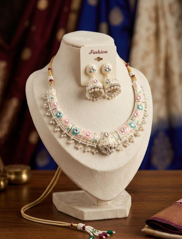 Sabyasachi Style Round Bell (Jhumka) Heritage Necklace Set in Fine Brass | Antique Gold Finish