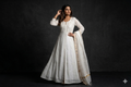 White Mul Chanderi Chikankari Anarkali Set with Mukesh Work (Semi-Stitched) | Dupatta Included