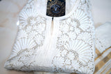 White Mul Chanderi Chikankari Anarkali Set with Mukesh Work (Semi-Stitched) | Dupatta Included
